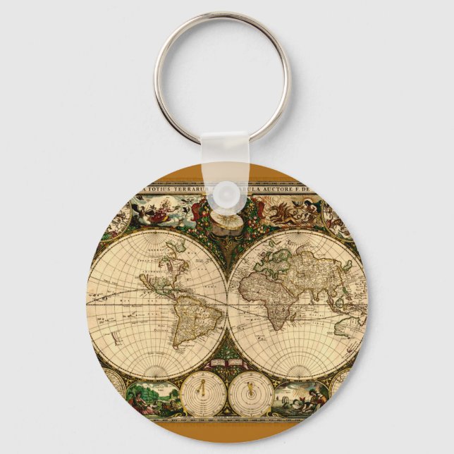 Old World Map  Gifts Key Ring (Front)
