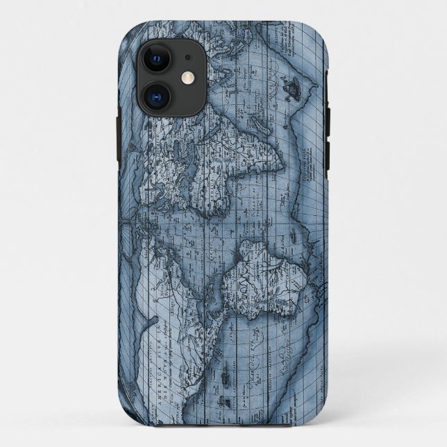 Old World Map In Blue Case-Mate iPhone Case (Back)