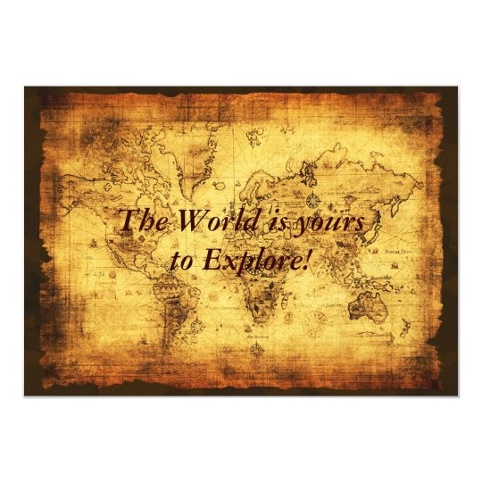 Old World Map Invitation Cards