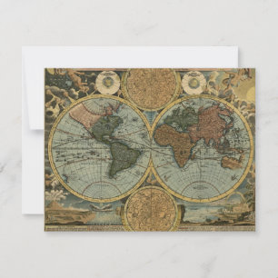 Old World Map Invitation Cards