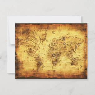 Old World Map Invitation Cards
