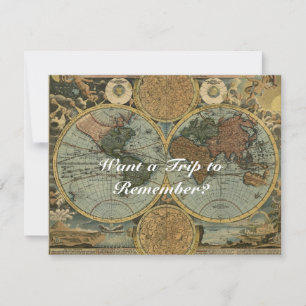 Old World Map Invitation Cards