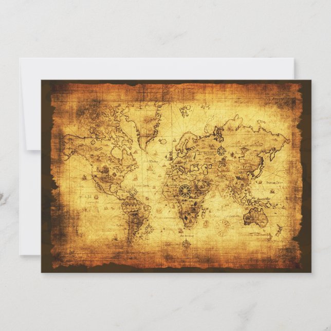 Old World Map Invitation Cards (Front)