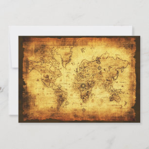 Old World Map Invitation Cards