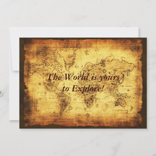 Old World Map Invitation Cards (Front)