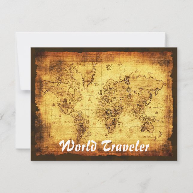 Old World Map Invitation Cards (Front)