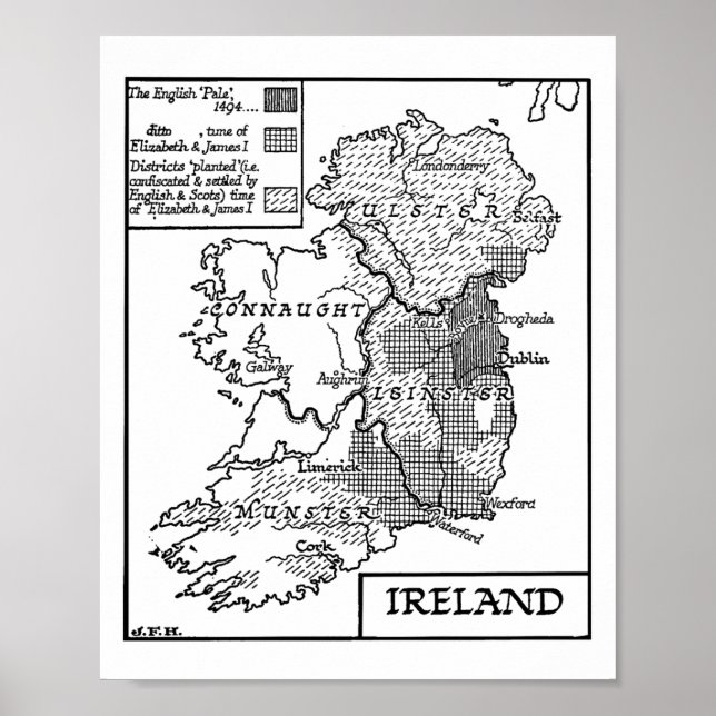 Old World Map Of Ireland Illustration  Poster (Front)