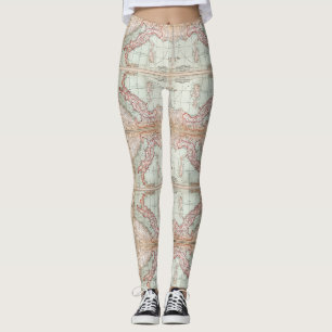 Old World Map of Italy Leggings