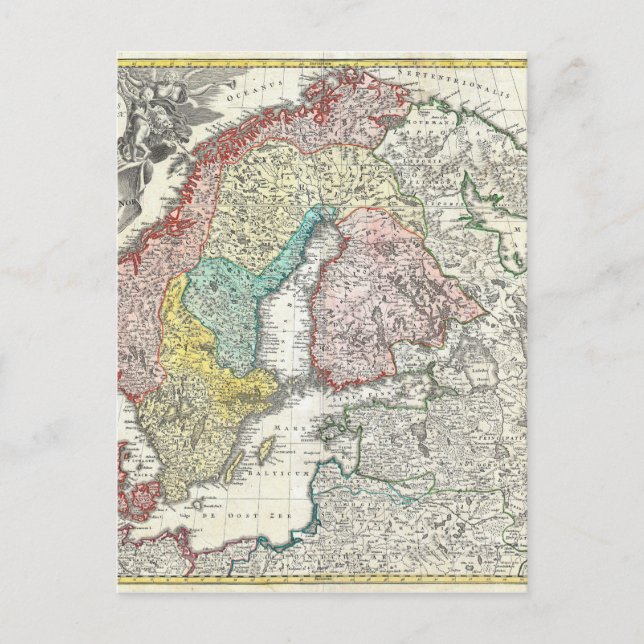 Old World Map of Northern Europe Postcard (Front)