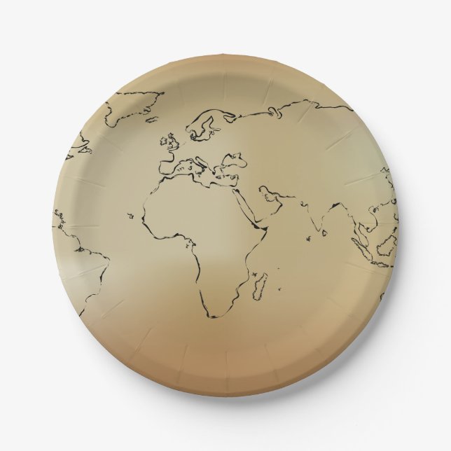 Old World Map Paper Plate (Front)