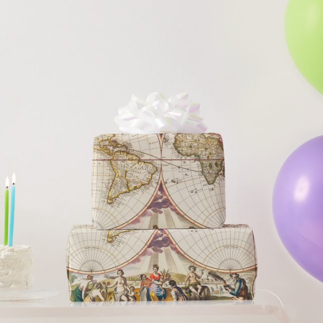 Old World Map  pattern Wrapping Paper (Party Gifts)
