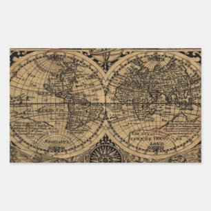 Old World Map Rectangular Sticker