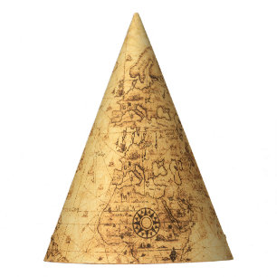 Old World Map: Stained Parchment Vintage Party Hat