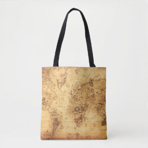 Old World Map: Stained Parchment Vintage Tote Bag