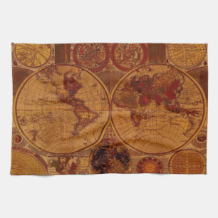 Old World Map Tea Towels