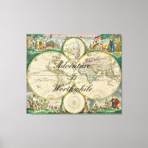 old world map travel adventure quotes  canvas print