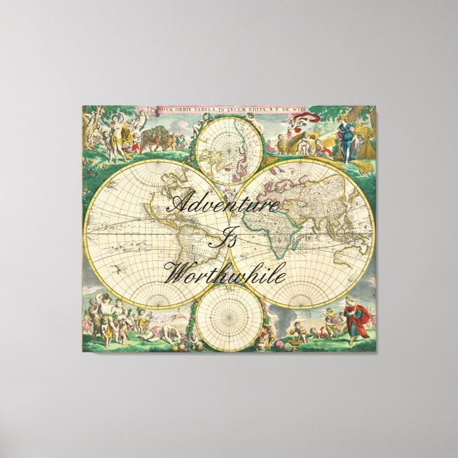 old world map travel adventure quotes  canvas print (Front)