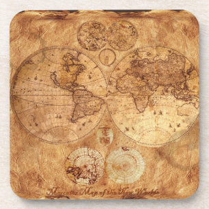 Old World Map Vintage Cork Coasters