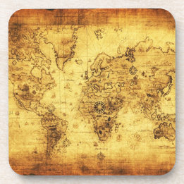 Old World Map Vintage Cork Coasters