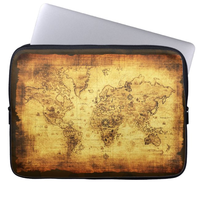 Old World Map Vintage Laptop Sleeve (Front)