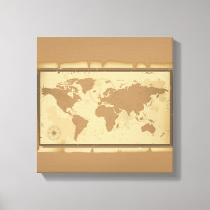 Old World Map Wrapped Canvas