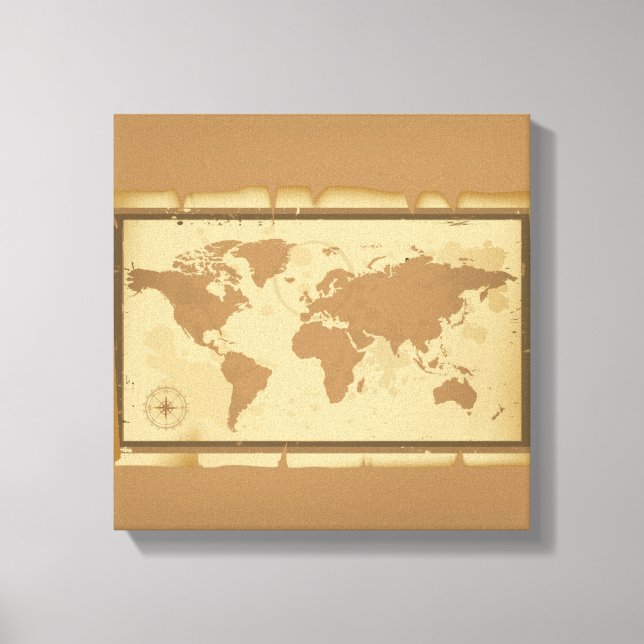 Old World Map Wrapped Canvas (Front)