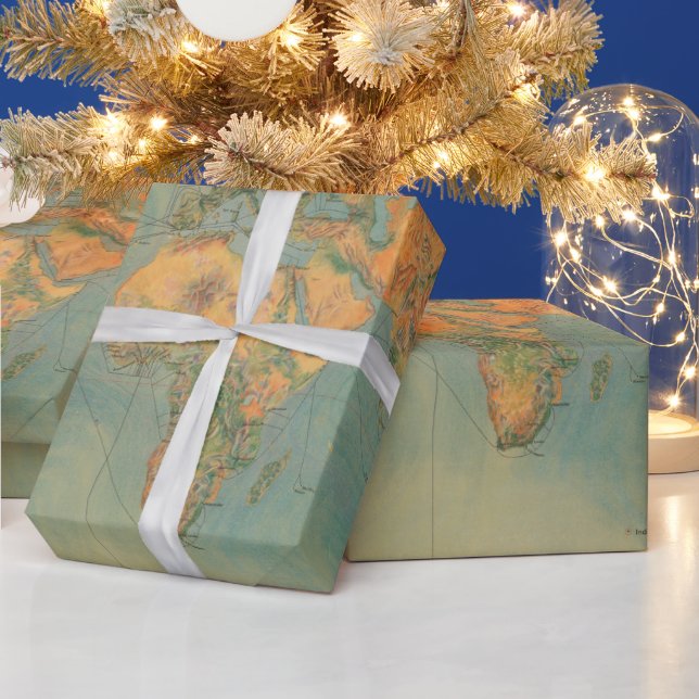 Old World Maritime Fuel Station Shipping Routes  Wrapping Paper (Holidays)