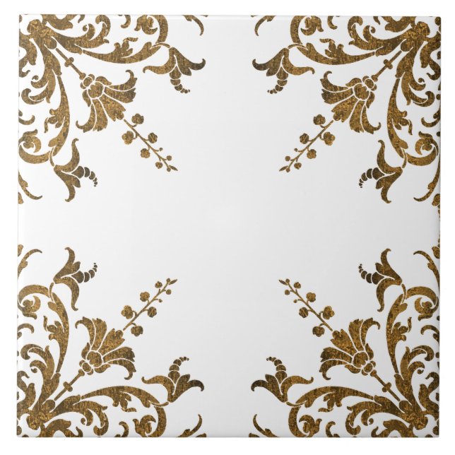 Old World Mediterranean Style Damask Decorative Tile (Front)