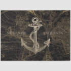 Old World Nautical Anchor Monogram Black