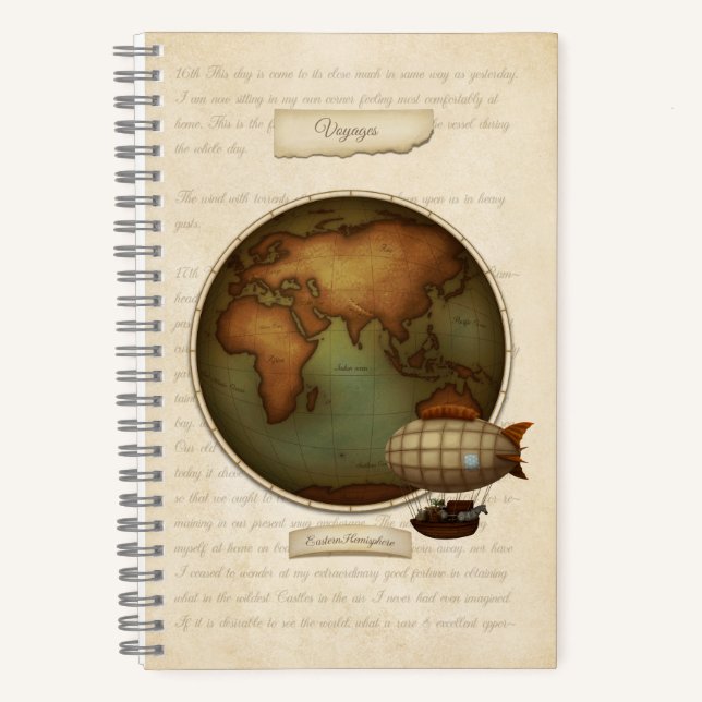 Old World New World Maps Custom Steampunk 5.5x8.5 Notebook (Front)