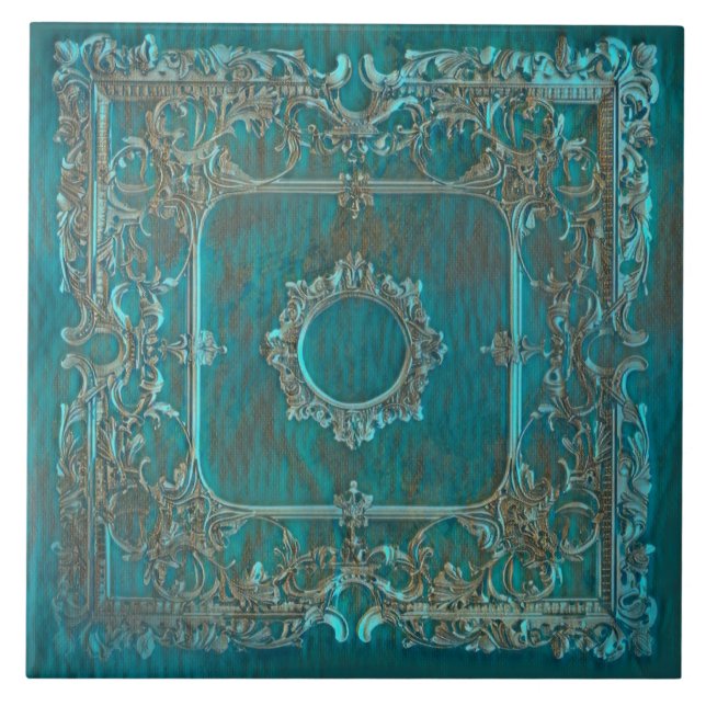 Old world patina look glow design tile (Front)