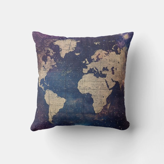 Old World Purple Celestial Star Map Cushion (Back)