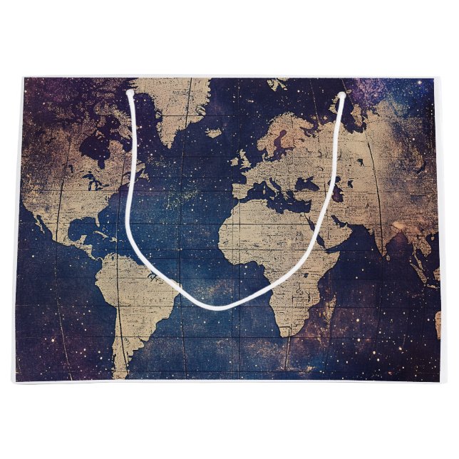Old World Purple Celestial Star Map Large Gift Bag (Front)