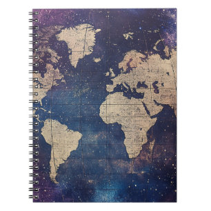 Old World Purple Celestial Star Map Notebook