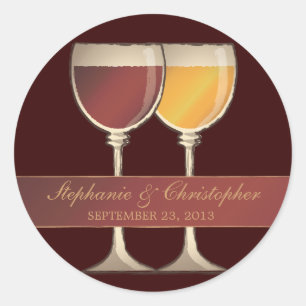 Old World Red & White Wine Glass Favour Labels