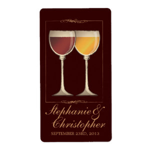 Old World Red & White Wine Glass Favour Labels
