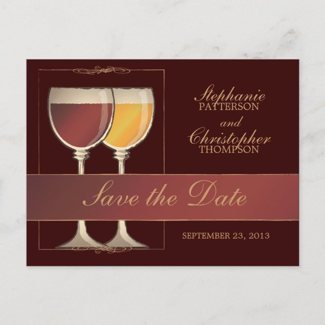 Old World Red & White Wine Glass Table Number Card (Front)