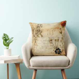 Old World Romantic Parchment Letter Cushion