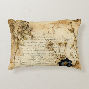 Old World Romantic Parchment Letter Decorative Cushion