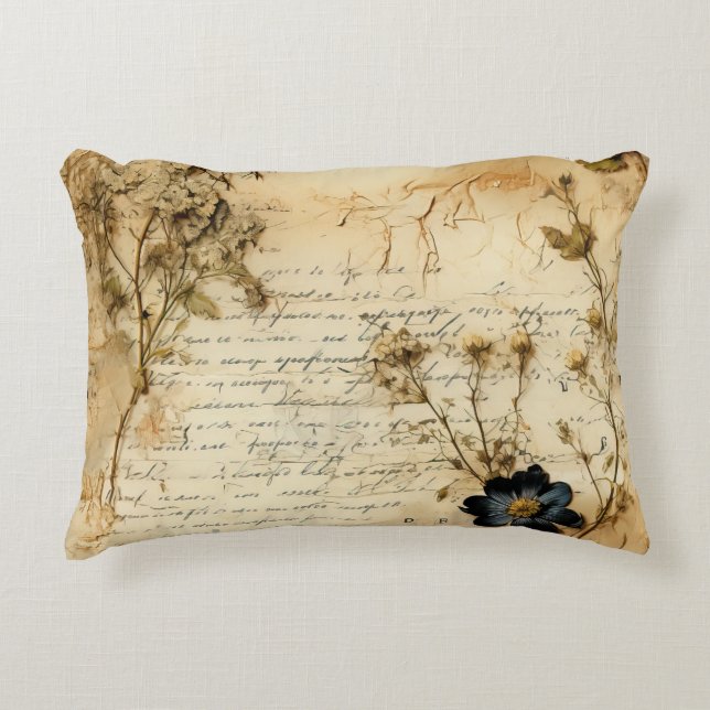 Old World Romantic Parchment Letter Decorative Cushion (Front)
