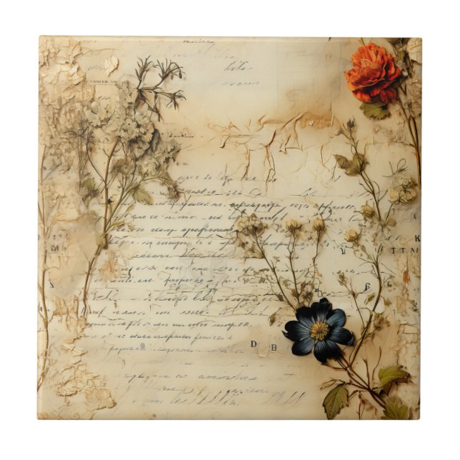Old World Romantic Parchment Letter Tile (Front)