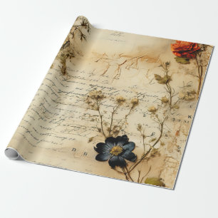 Old World Romantic Parchment Letter Wrapping Paper
