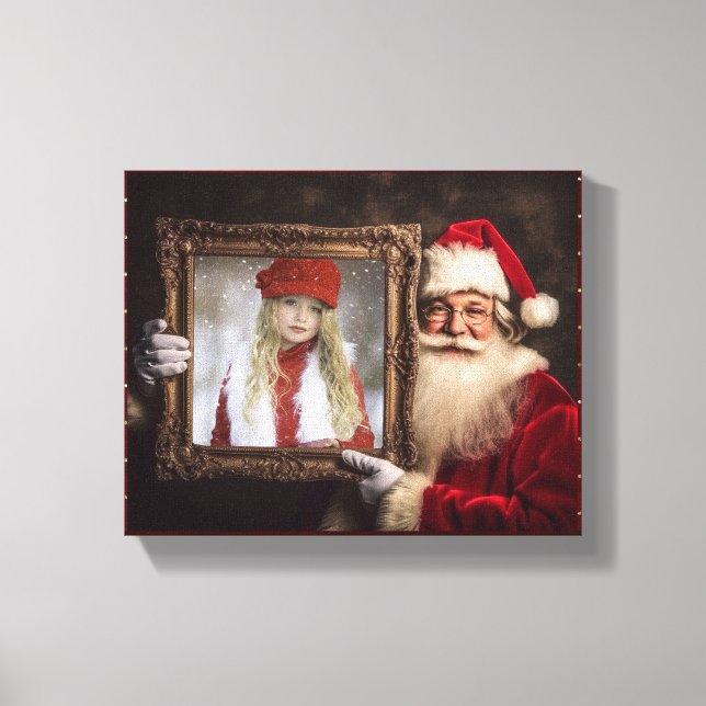 Old World Santa | Add-Your Photo | Luxe Christmas Canvas Print (Front)