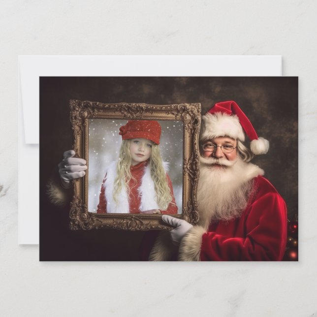 Old World Santa | Add-Your Photo | Luxe Christmas Holiday Card (Front)