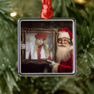 Old World Santa   Add-Your Photo   Luxe Christmas Metal Tree Decoration