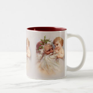 Old World Santa and Cherub Two-Tone Coffee Mug