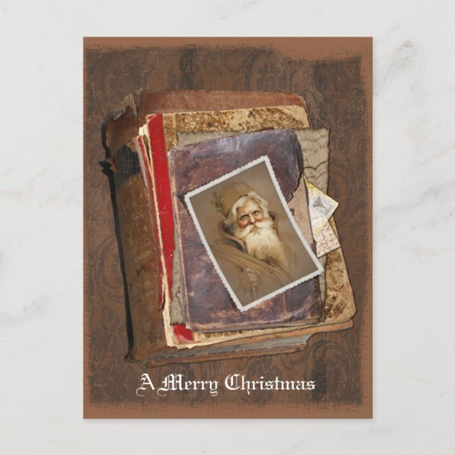 Old World Santa Books, A Merry Christmas Holiday Postcard (Front)