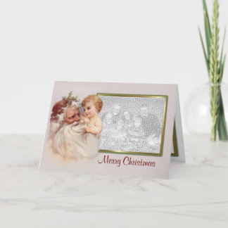 Old World Santa & Cherub - Verse Holiday Card