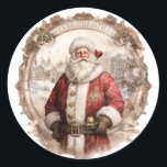 Old World Santa Christmas Classic Round Sticker<br><div class="desc">This envelope seal sticker features and old world Santa with ornate clocks behind him. There is an ornate frame around the Santa image with text that says Merry Christmas.</div>