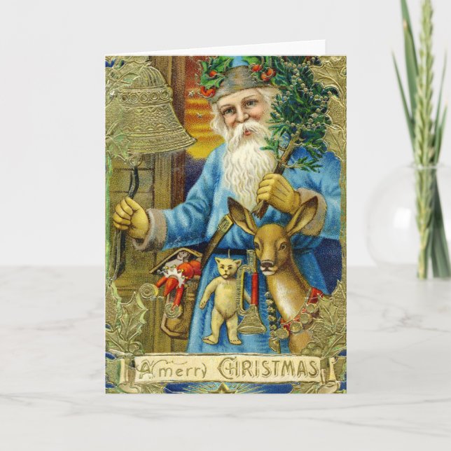 Old World Santa Claus Greeting Card (Front)